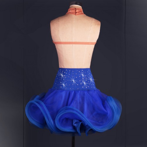 Royal blue Adult Latin Dance Dress Women Girls/Lady Cha Cha/Rumba/Samba/Tango/Ballroom Dance Skirt Vestido De Baile Latino